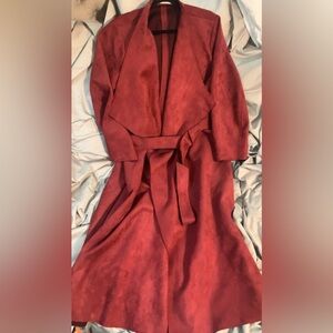 Elegant Red Women's Coat Plus Size 3X